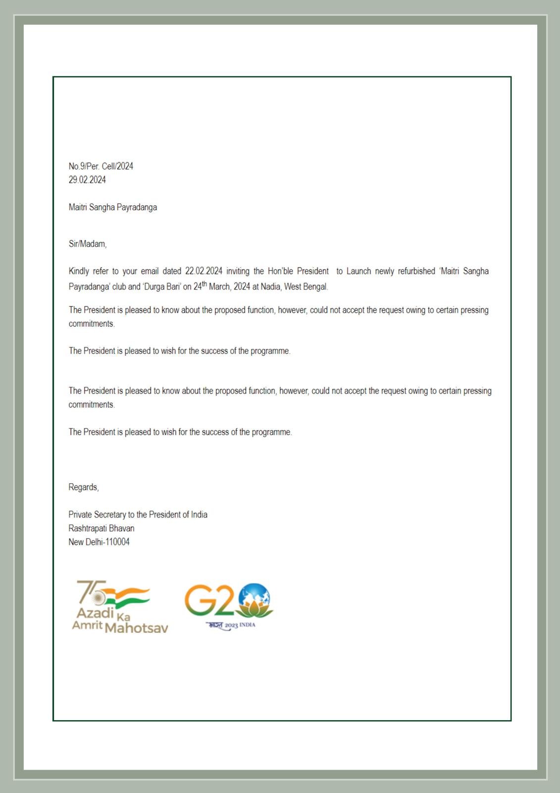 President Letter